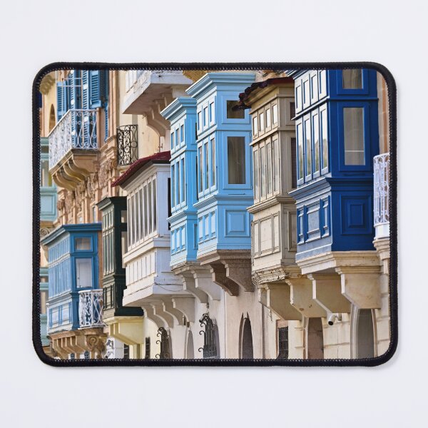 Item preview, Traditional colorful wooden balconies on a historic limestone building in Valletta, Malta designed and sold by goceris.