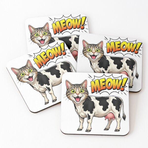 Item preview, KITTY COW DESIGN humorous and surreal - basically a cat-cow mashup drawn like a comic illustration. designed and sold by CHRIS CRAY.