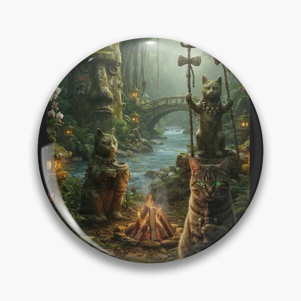 Item preview,  Jungle Cat Guardian - Tiki Shaman Cat Temple designed and sold by 303 Visionary Prints .