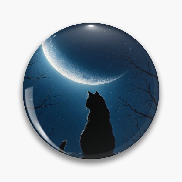Item preview, Black Cat Under Crescent Moon | Mystical Night Sky Gothic Cat Art designed and sold by AbstractAuraArt.