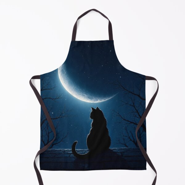 Item preview, Black Cat Under Crescent Moon | Mystical Night Sky Gothic Cat Art designed and sold by AbstractAuraArt.