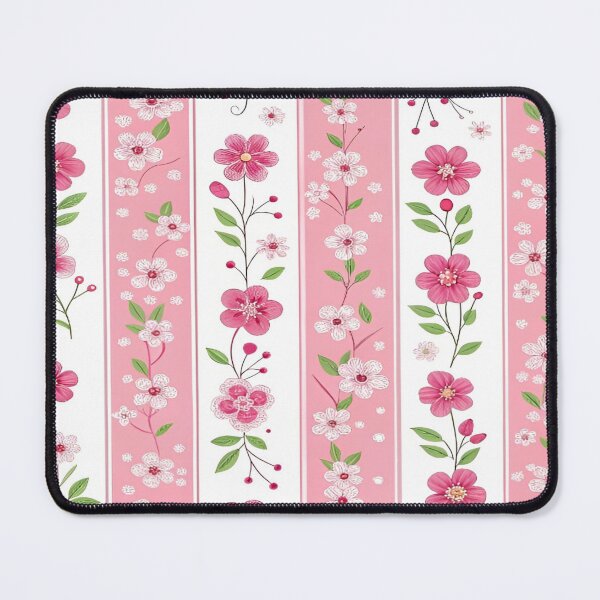 Item preview, Floral Pattern with Delicate Pink Blossom Flowers with Striking Vertical Stripes and Soft White Background Botanical Illustrations designed and sold by Matt_Smith.