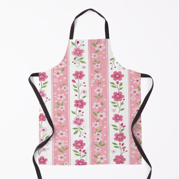 Item preview, Floral Pattern with Delicate Pink Blossom Flowers with Striking Vertical Stripes and Soft White Background Botanical Illustrations designed and sold by Matt_Smith.