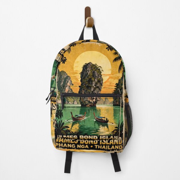 Item preview, James Bond Island Thailand Vintage Travel Poster – Phang Nga Bay Tropical Paradise Illustration designed and sold by Spirit of Siam.
