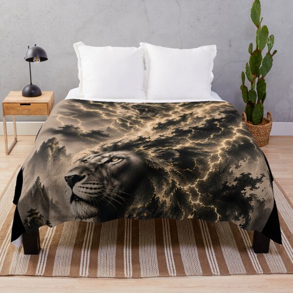 Item preview, Lion King in Thunderstorm – Eastern Ink Fantasy Lion designed and sold by ManJiangHong.