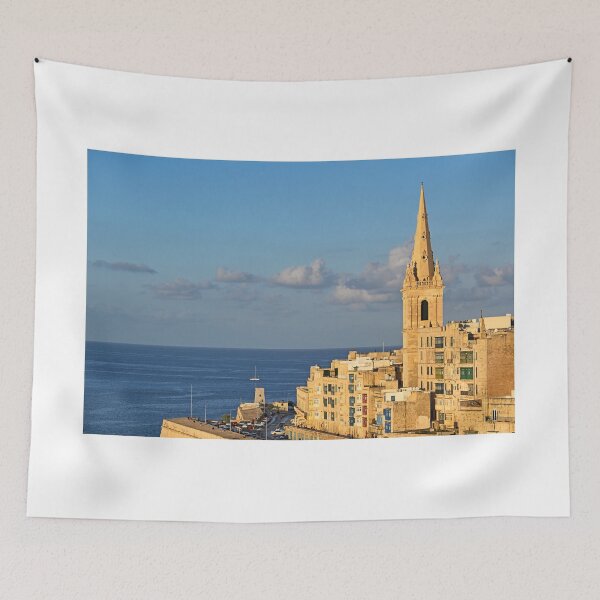 Item preview, Spire of St Paul's Pro-Cathedral and Mediterranean Sea,Valletta, Malta designed and sold by goceris.