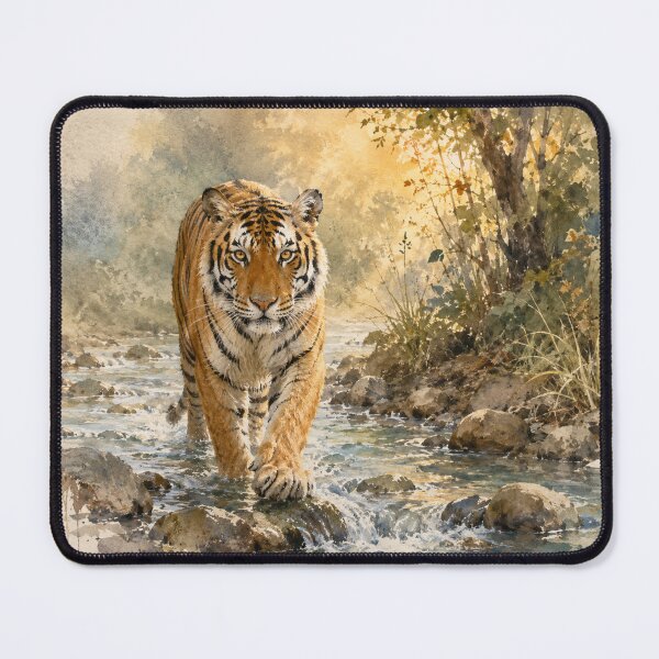 Item preview, Bengal Tiger in Indian Forest Stream - Landscape designed and sold by Island Pace Design.