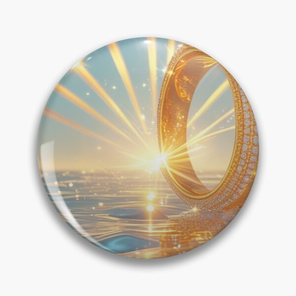 Item preview, Golden Diamond Ring Glowing Over Ocean Water. designed and sold by fbtrisha.