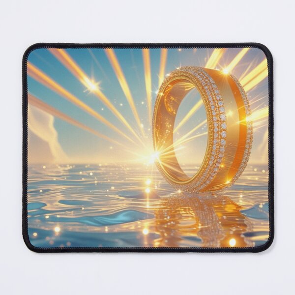 Item preview, Golden Diamond Ring Glowing Over Ocean Water. designed and sold by fbtrisha.