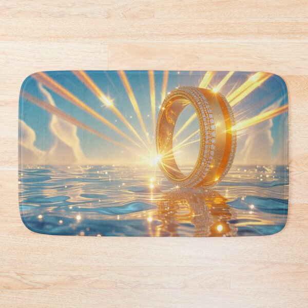 Item preview, Golden Diamond Ring Glowing Over Ocean Water. designed and sold by fbtrisha.