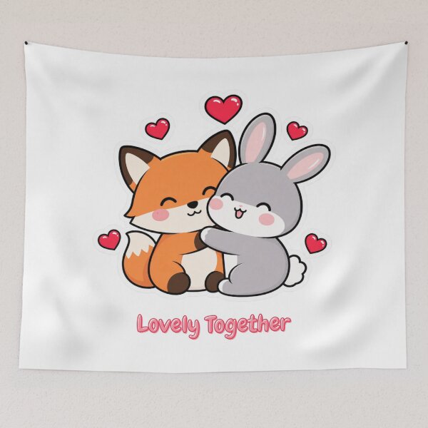 Item preview, Lovely Together Fox And Rabbit designed and sold by MemeInspiration.