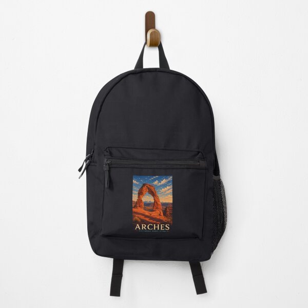 Item preview, Arches National Park Utah Modern Woodblock Travel Art designed and sold by KrisSidDesigns.