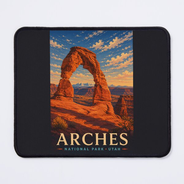 Item preview, Arches National Park Utah Modern Woodblock Travel Art designed and sold by KrisSidDesigns.