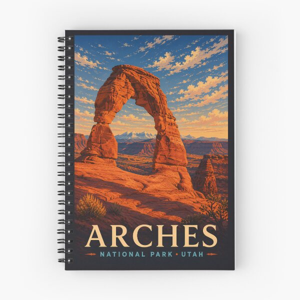 Item preview, Arches National Park Utah Modern Woodblock Travel Art designed and sold by KrisSidDesigns.