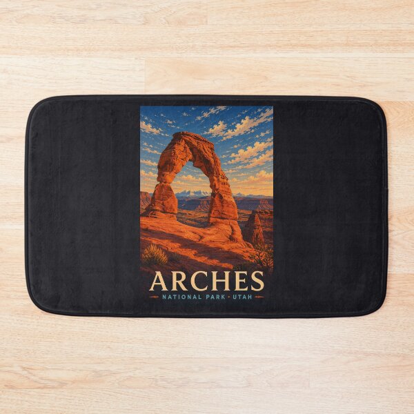 Item preview, Arches National Park Utah Modern Woodblock Travel Art designed and sold by KrisSidDesigns.