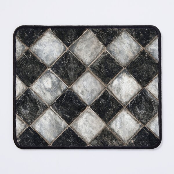 Item preview, Marble Checkerboard Pattern - Black & White Diagonal Tile Design designed and sold by Nine Lives Studio.