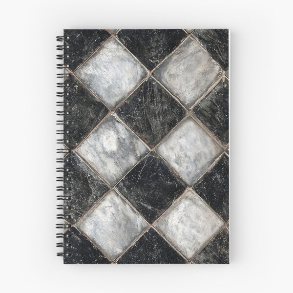 Item preview, Marble Checkerboard Pattern - Black & White Diagonal Tile Design designed and sold by Nine Lives Studio.