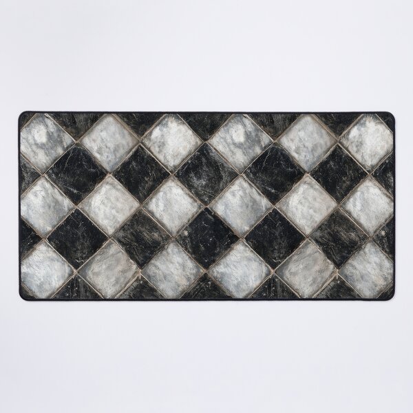Item preview, Marble Checkerboard Pattern - Black & White Diagonal Tile Design designed and sold by Nine Lives Studio.