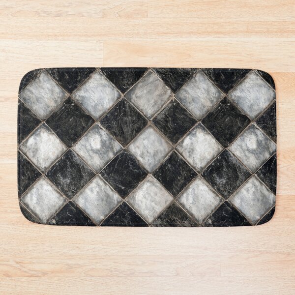 Item preview, Marble Checkerboard Pattern - Black & White Diagonal Tile Design designed and sold by Nine Lives Studio.