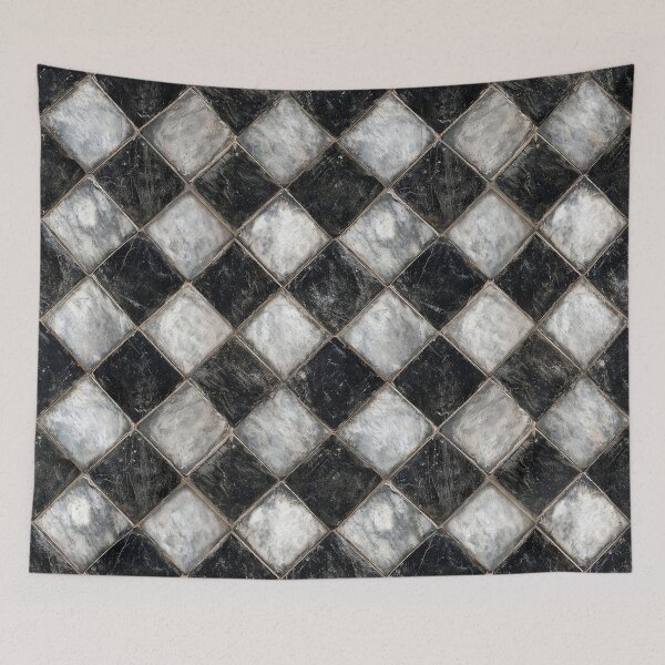 Item preview, Marble Checkerboard Pattern - Black & White Diagonal Tile Design designed and sold by Nine Lives Studio.