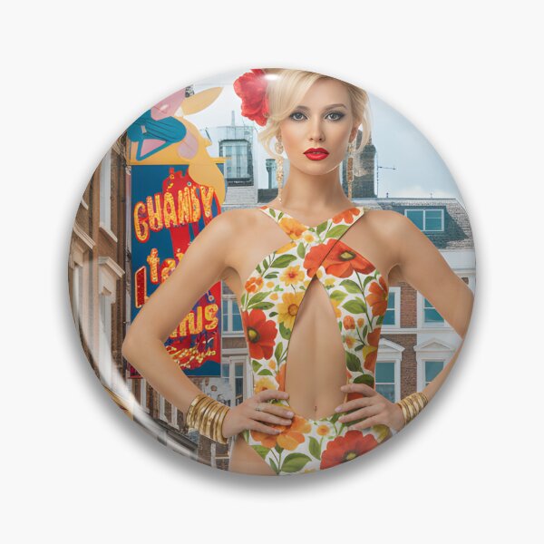 Item preview, 60s Carnaby Street London - Giant Mod Girl in Floral Swimsuit with Mini Coopers | Swinging Sixties designed and sold by Ela Art Space .