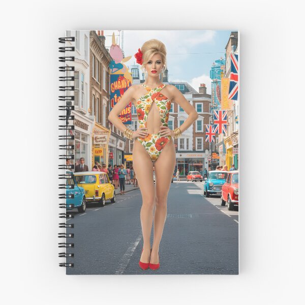 Item preview, 60s Carnaby Street London - Giant Mod Girl in Floral Swimsuit with Mini Coopers | Swinging Sixties designed and sold by Ela Art Space .