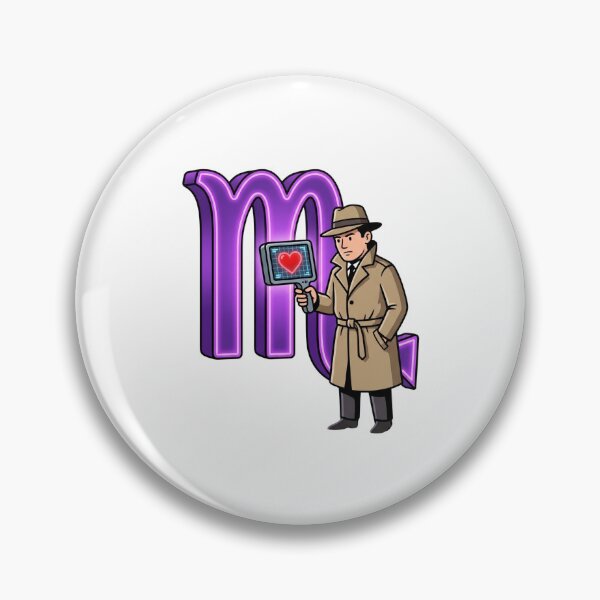Item preview, Scorpio Detective Scanning Heart Purple Neon Zodiac Art designed and sold by Rare By Hero.