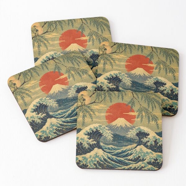 Item preview, Japanese Wave & Mount Fuji | Ukiyo-e Ocean Art Japan Rising Sun designed and sold by AbstractAuraArt.