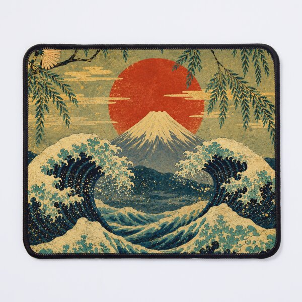 Item preview, Japanese Wave & Mount Fuji | Ukiyo-e Ocean Art Japan Rising Sun designed and sold by AbstractAuraArt.