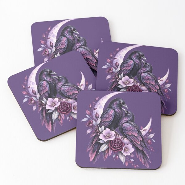 Item preview, Romantic Gothic Ravens Crescent Moon designed and sold by SasmitaStudioCo.