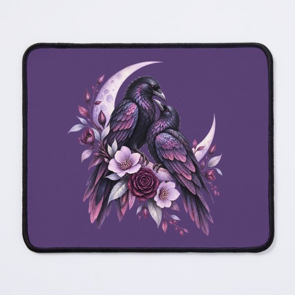 Item preview, Romantic Gothic Ravens Crescent Moon designed and sold by SasmitaStudioCo.