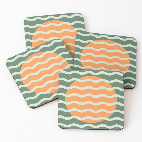 Item preview, Modern Minimalist Sunset Over Waves - Sage and Peach Abstract Green Mint Harmony designed and sold by nineFlorals.