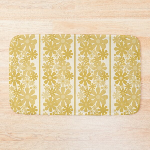 Item preview, Retro Floral Stripe 60s 70s Aesthetic Pattern in Soft Muted Mustard designed and sold by kierkegaard.