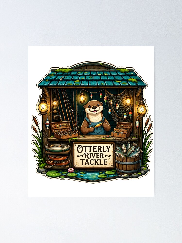 Thumbnail 1 von 3, Poster, Otterly River Tackle | Whimsical Woodland Fishing Shop designt und verkauft von MrDev.
