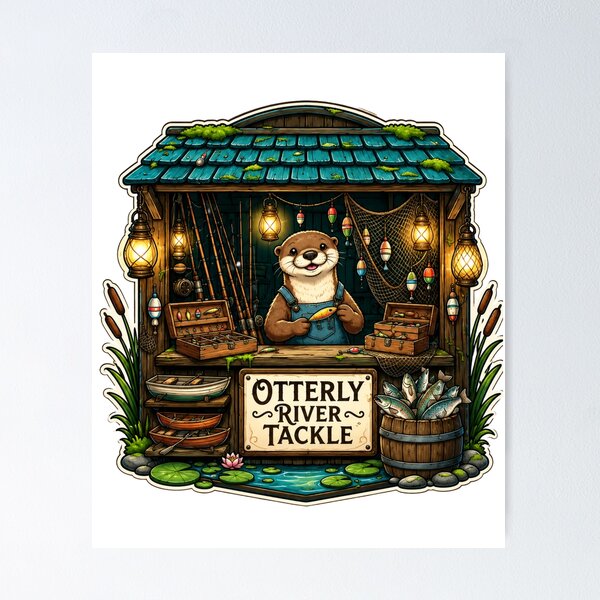 Item preview, Otterly River Tackle | Whimsical Woodland Fishing Shop designed and sold by MrDev.