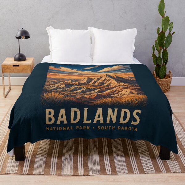 Item preview, Badlands National Park South Dakota Modern Woodblock Travel Art designed and sold by KrisSidDesigns.