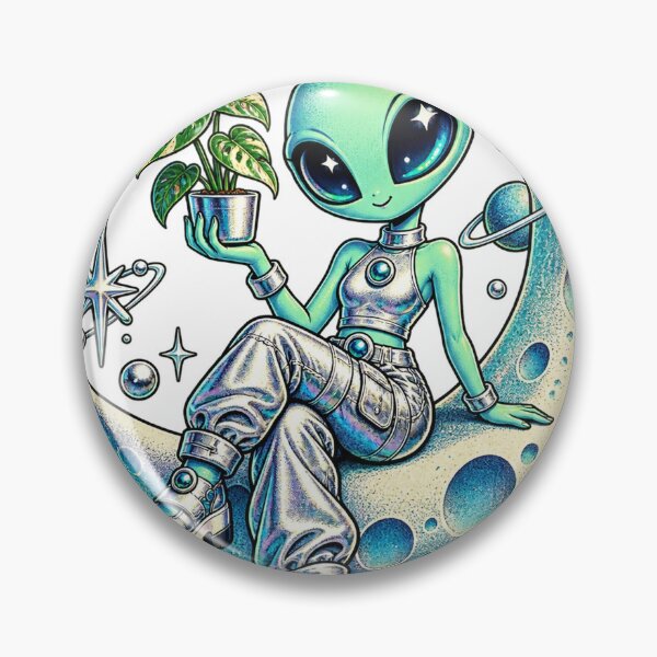 Item preview, Retro alien on the moon designed and sold by CalipZO.