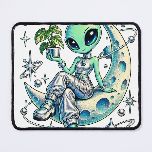 Item preview, Retro alien on the moon designed and sold by CalipZO.