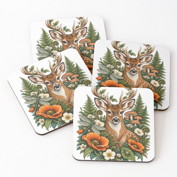 Item preview, Mystical forest deer with wildflowers designed and sold by CalipZO.