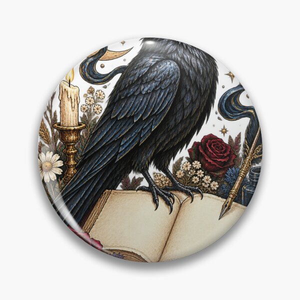 Item preview, Poetic raven on an antique book designed and sold by CalipZO.