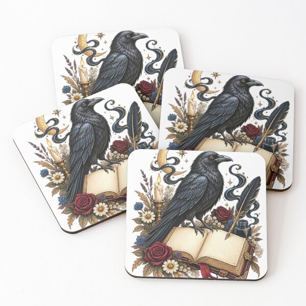 Item preview, Poetic raven on an antique book designed and sold by CalipZO.