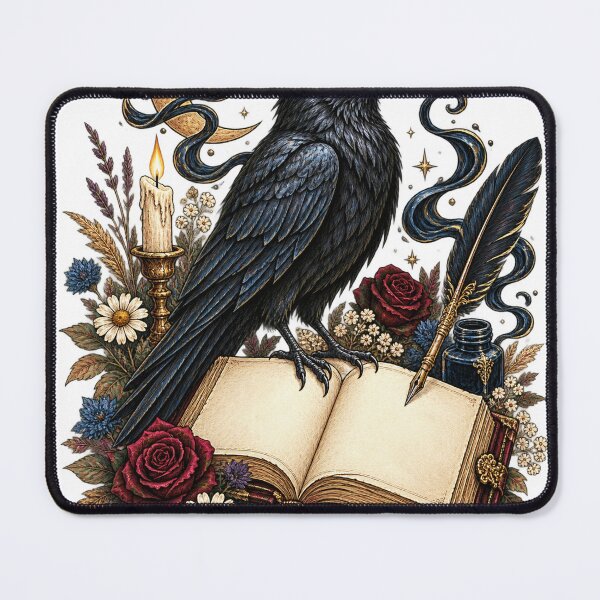 Item preview, Poetic raven on an antique book designed and sold by CalipZO.