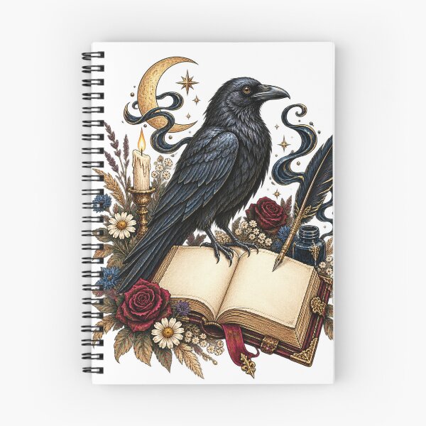 Item preview, Poetic raven on an antique book designed and sold by CalipZO.