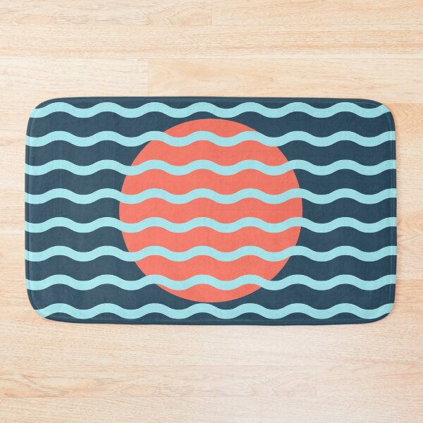Item preview, Modern Minimalist Sunset Over Waves - Navy & Coral Abstract Coastal Breeze designed and sold by nineFlorals.