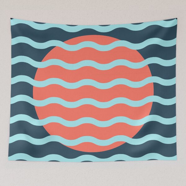 Item preview, Modern Minimalist Sunset Over Waves - Navy & Coral Abstract Coastal Breeze designed and sold by nineFlorals.
