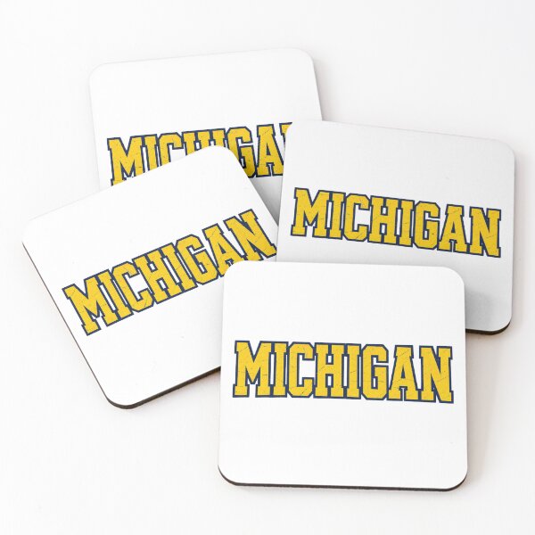 Item preview, Michigan Vintage Collegiate Distressed Maize Navy Graphic Tee designed and sold by TM DESIGNS AND MORE.