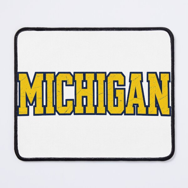 Item preview, Michigan Vintage Collegiate Distressed Maize Navy Graphic Tee designed and sold by TM DESIGNS AND MORE.
