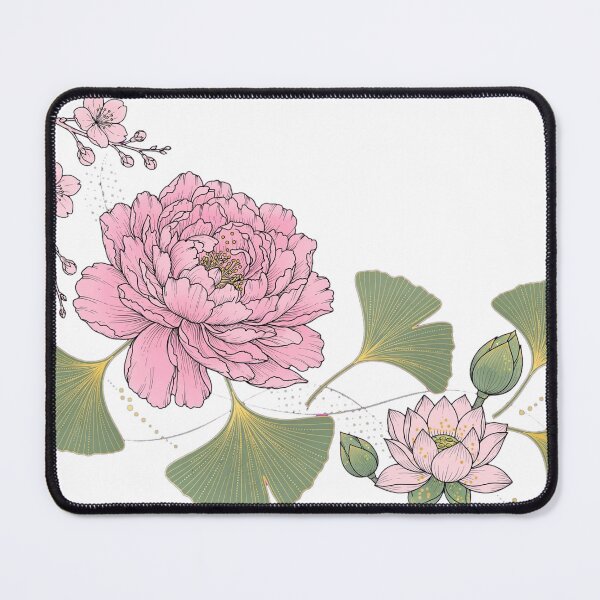 Item preview, Oriental Botanical Gold - Peony Sakura Lotus and Ginkgo Japanese Floral Art designed and sold by PrettyCrypt.