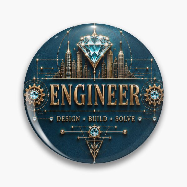 Item preview, Engineer – Teal Blue Gold Diamond Engineering Design designed and sold by HO•Designs.