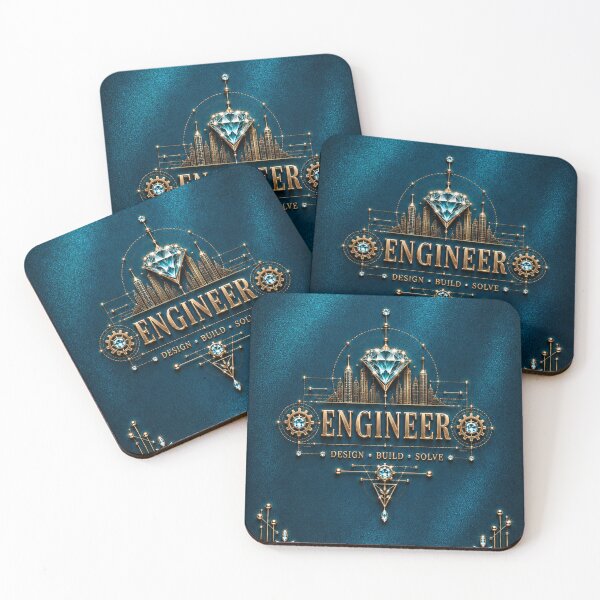 Item preview, Engineer – Teal Blue Gold Diamond Engineering Design designed and sold by HO•Designs.